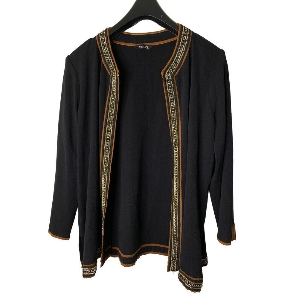 Misook cardigan open front sweater black women's